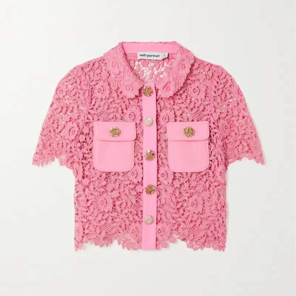 Self-Portrait Vibrant Pink Lace Blouse US 4/ UK 8